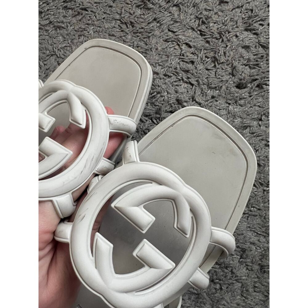 Gucci Palma Rubber Sandals in White Size 37 - Picture 7 of 9